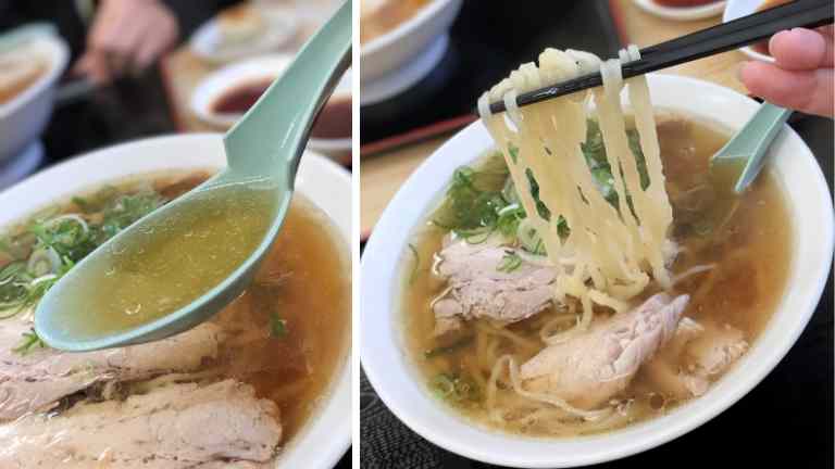 麺屋貴の佐野ラーメンのスープと麺の様子