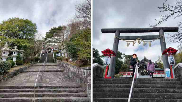 鳥居までの階段を登る様子