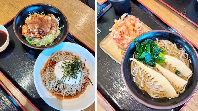 たけのこそばととろろそばと山賊丼