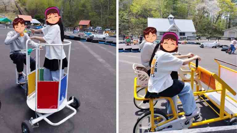 おもしろ自転車で遊んでいる様子