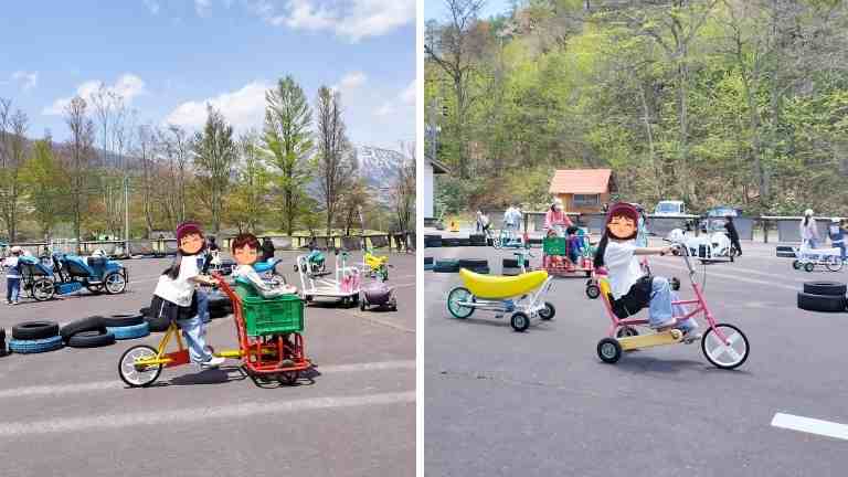 おもしろ自転車で遊んでいる様子