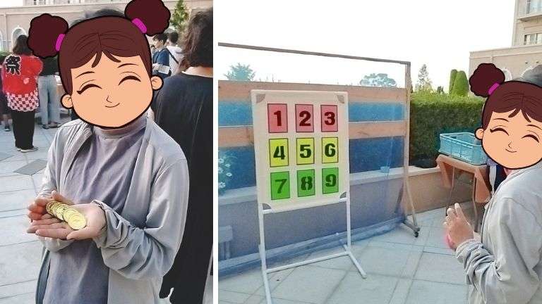 縁日で遊んでいる様子