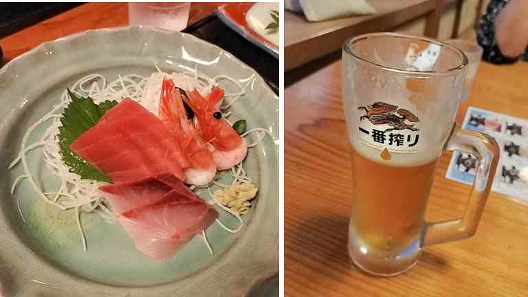 ビールとお刺身